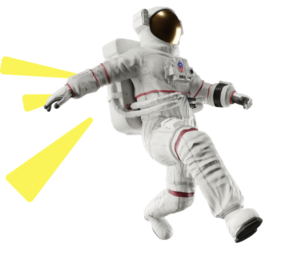 An astronaut floating through space