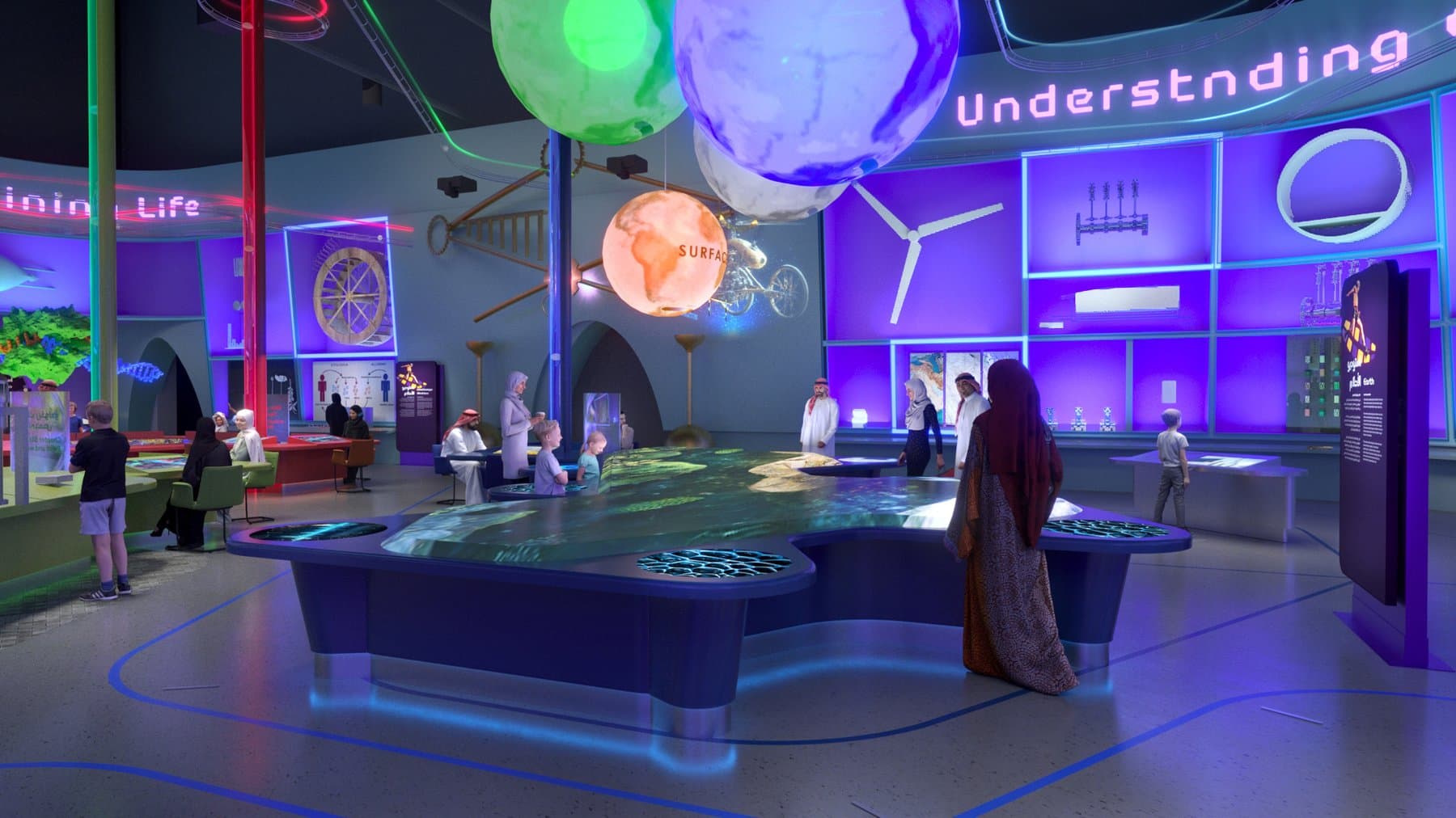 Visitors exploring an interactive gallery